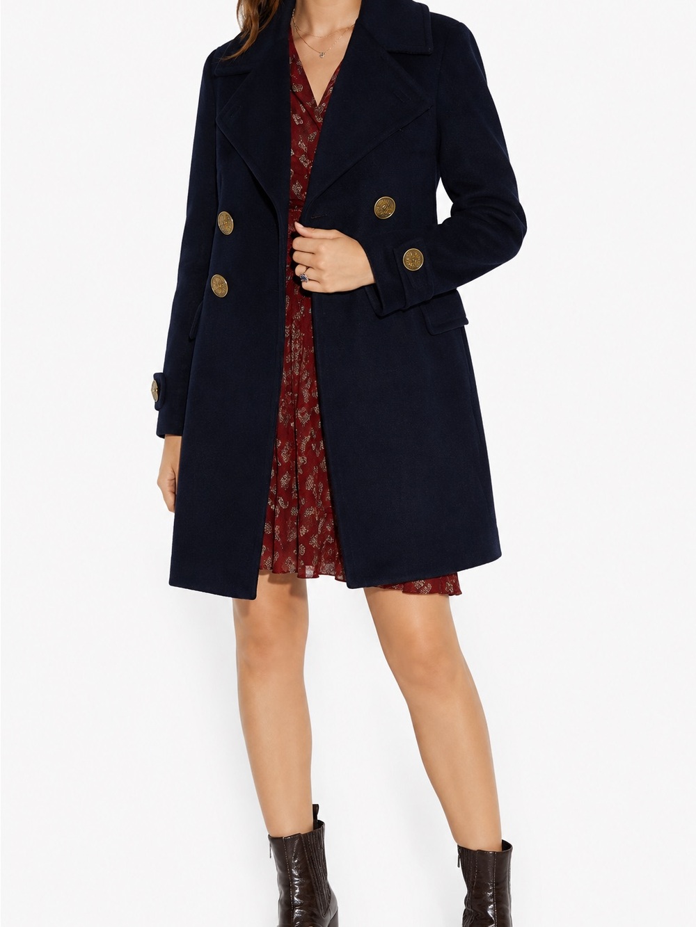 Coach 1941 Double Breasted Navy Coat Gold Buttons Size 8